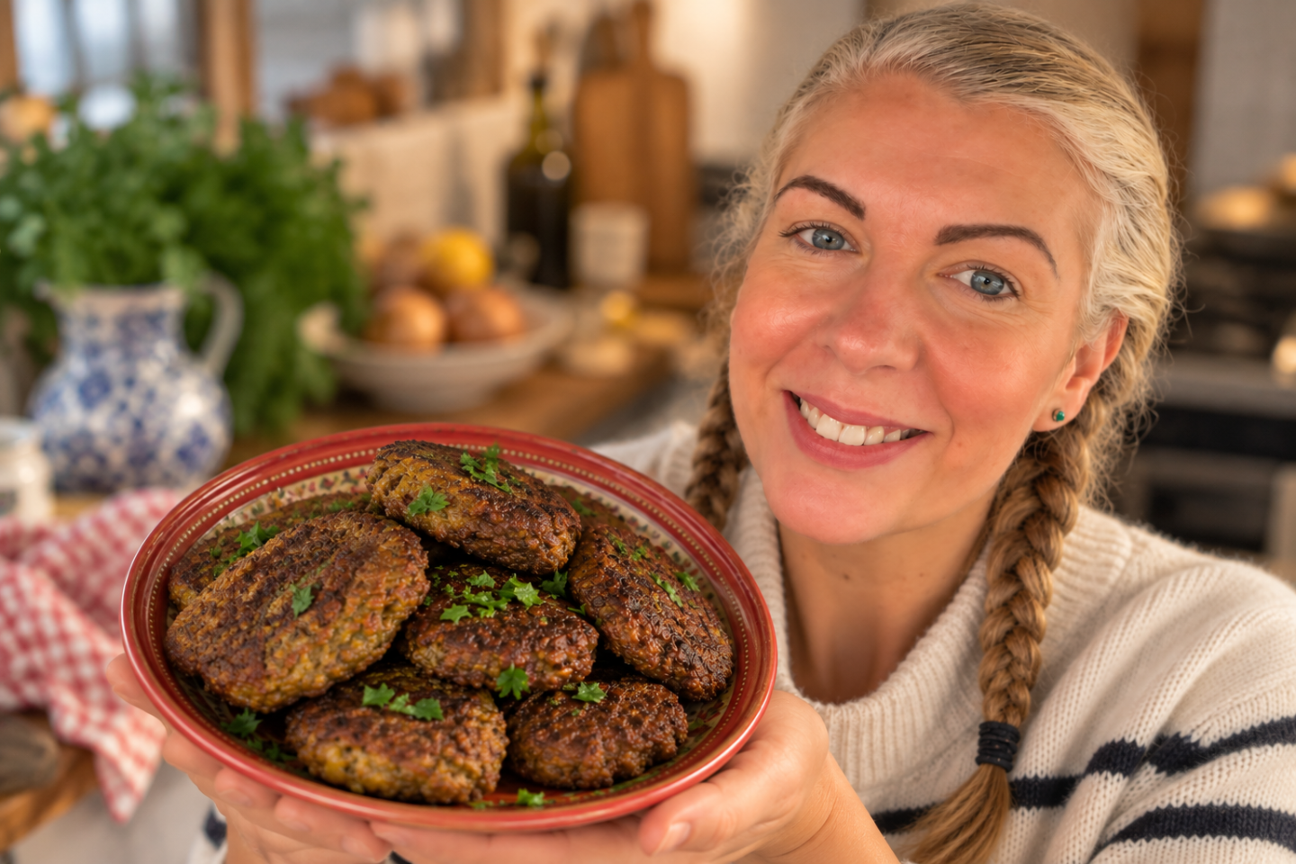 Saffron with a plate of kotlet
