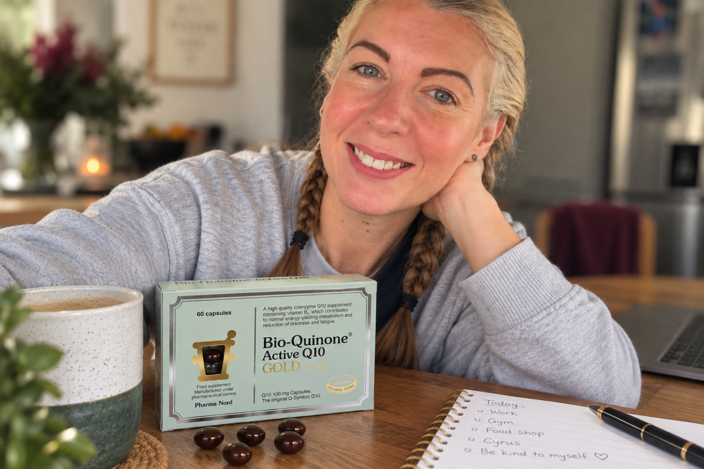 Saffron with a box of Q10 supplements from Pharma Nord