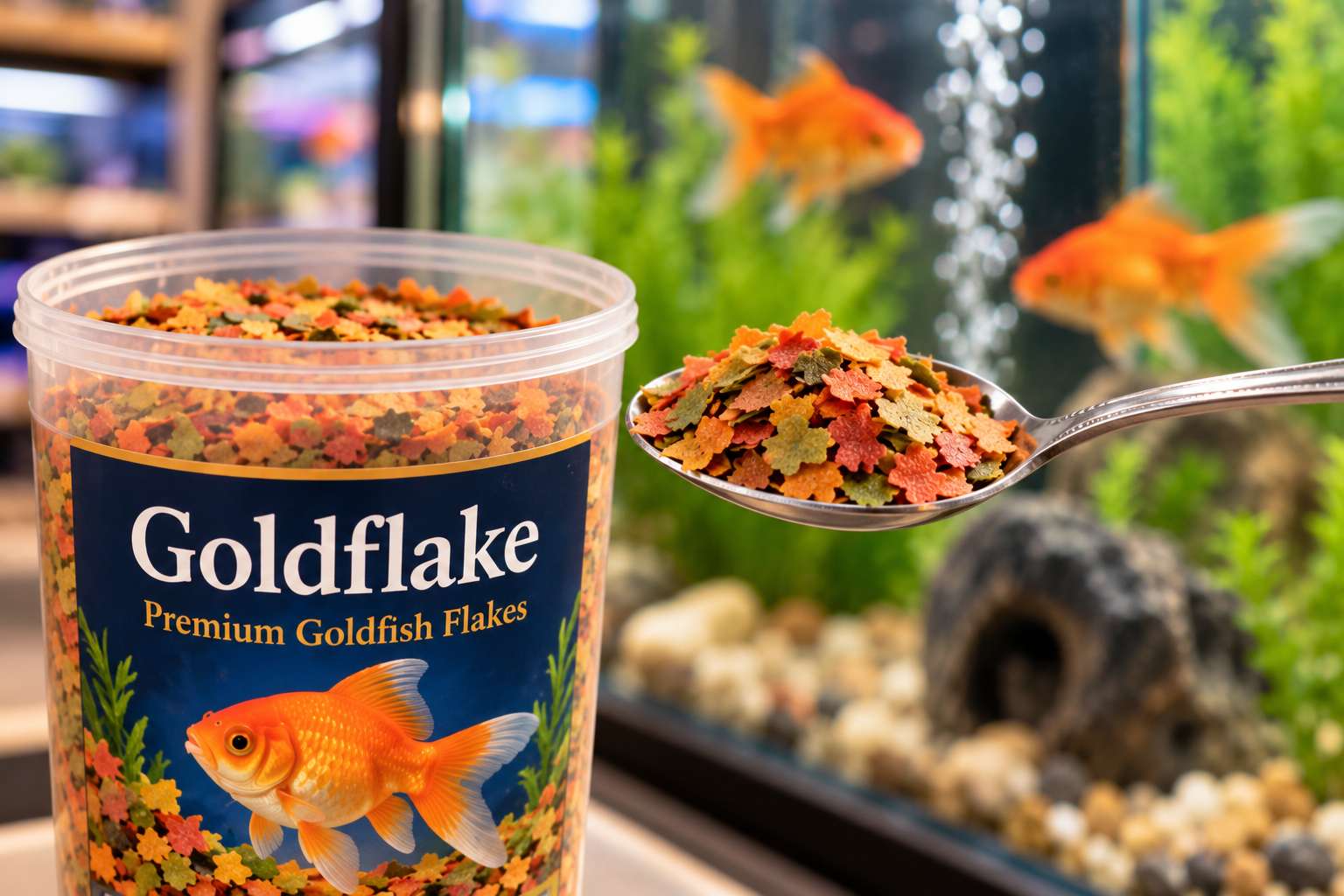 Goldfish food and aquarium spoon from the Persian New Year goldfish story