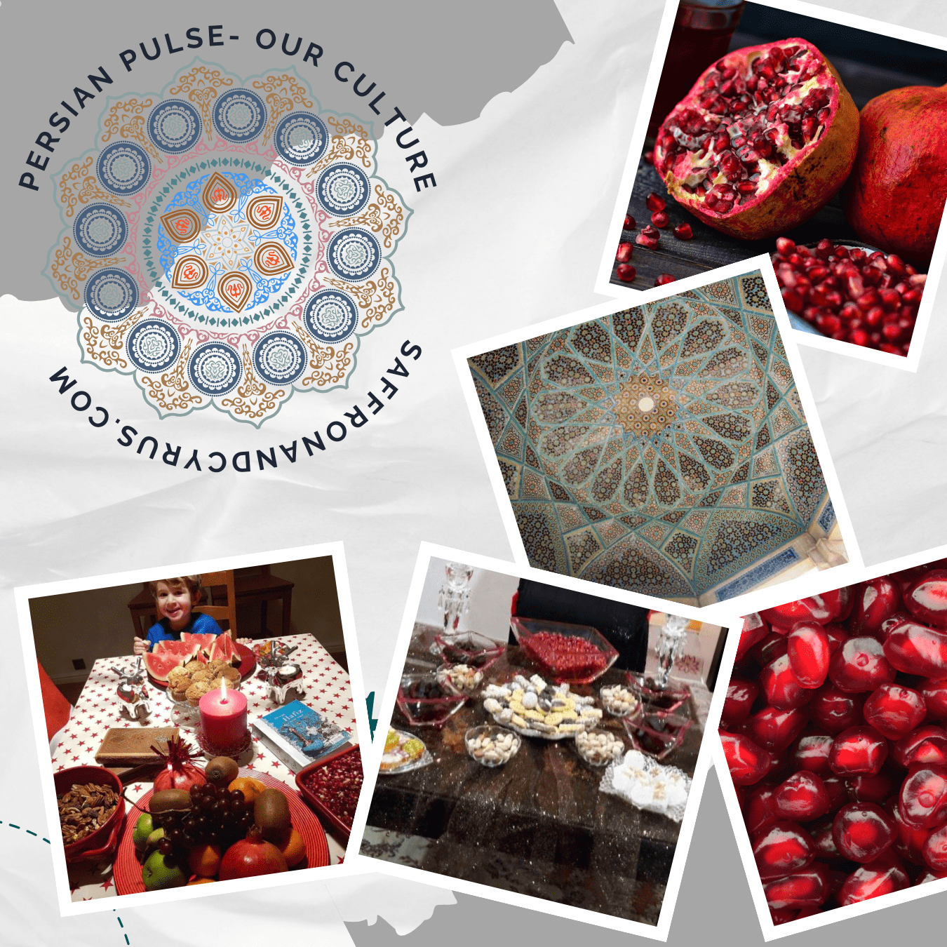 A vibrant Shab-e Yalda spread featuring watermelon, pomegranates, and mixed nuts on a sofreh tablecloth, symbolizing warmth and togetherness.