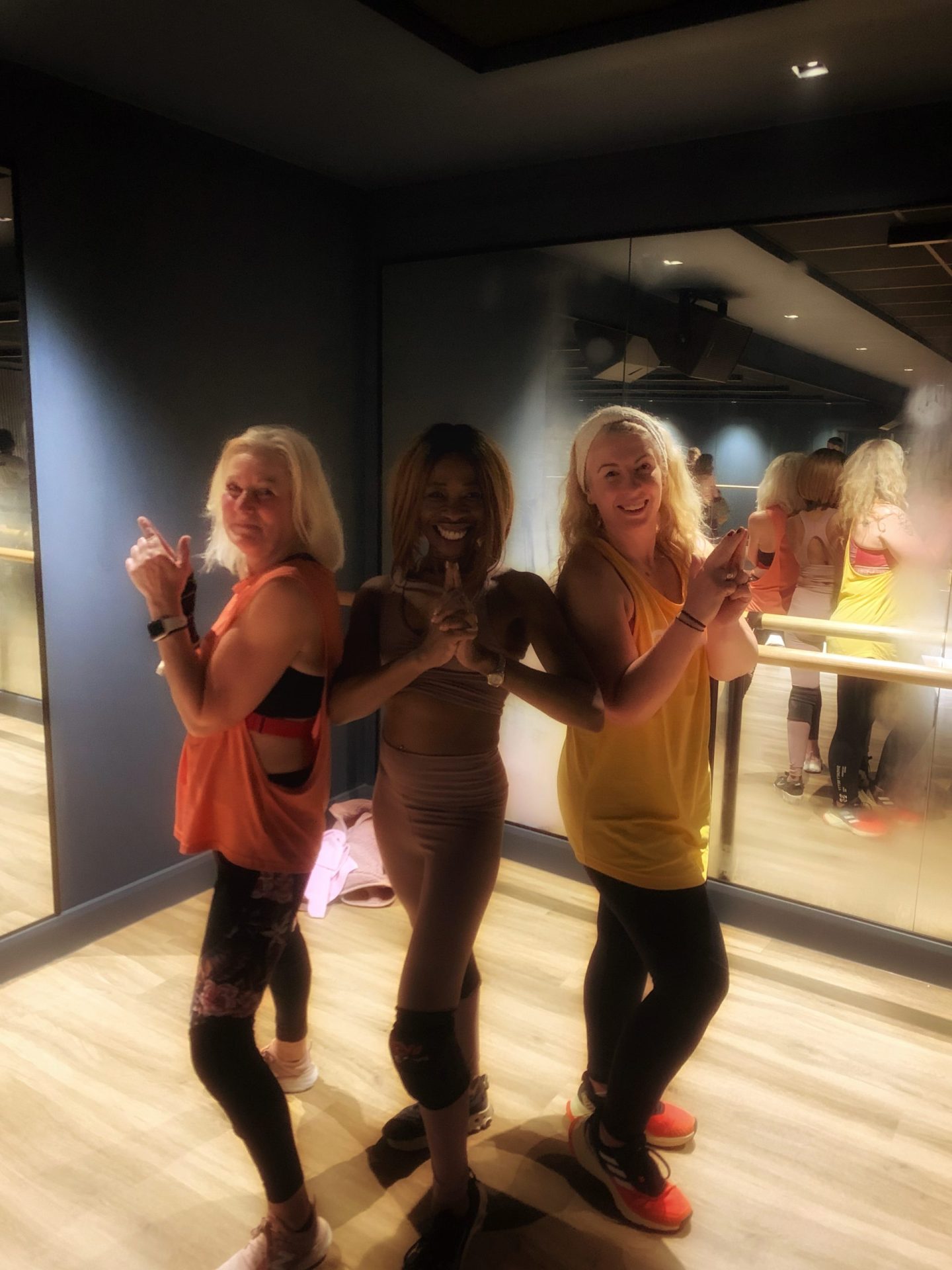 Three midlife women in the gym