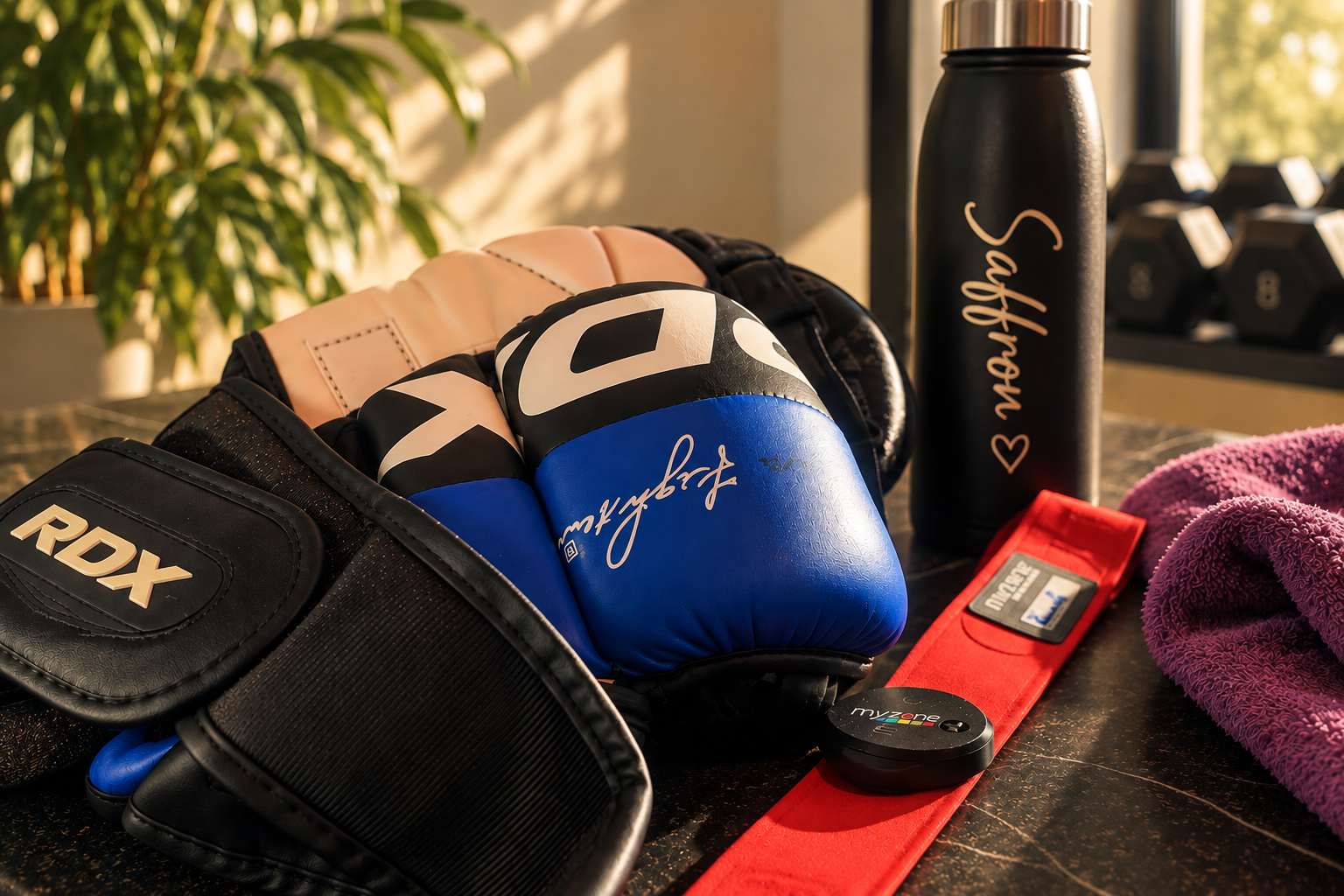 Blaze gloves and MyZone fitness belt