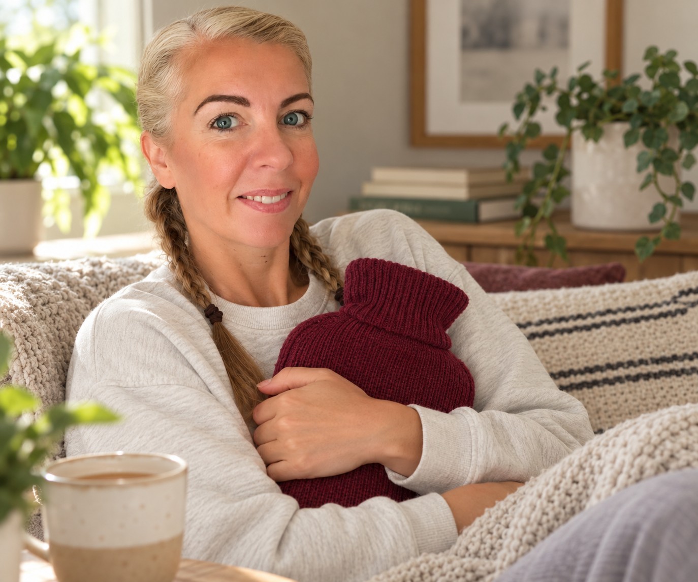 Saffron with a hot water bottle