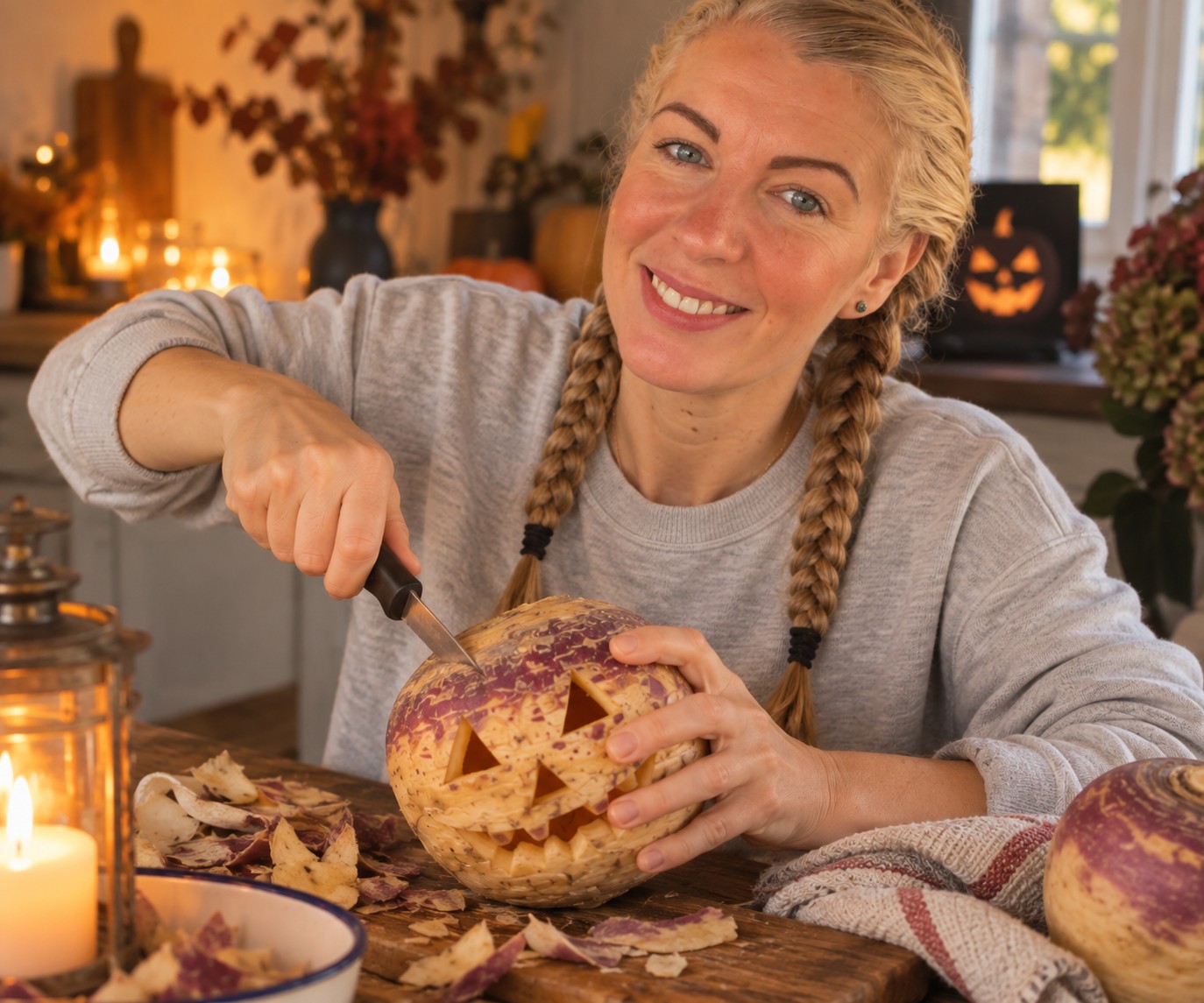 Saffron carving a turnip