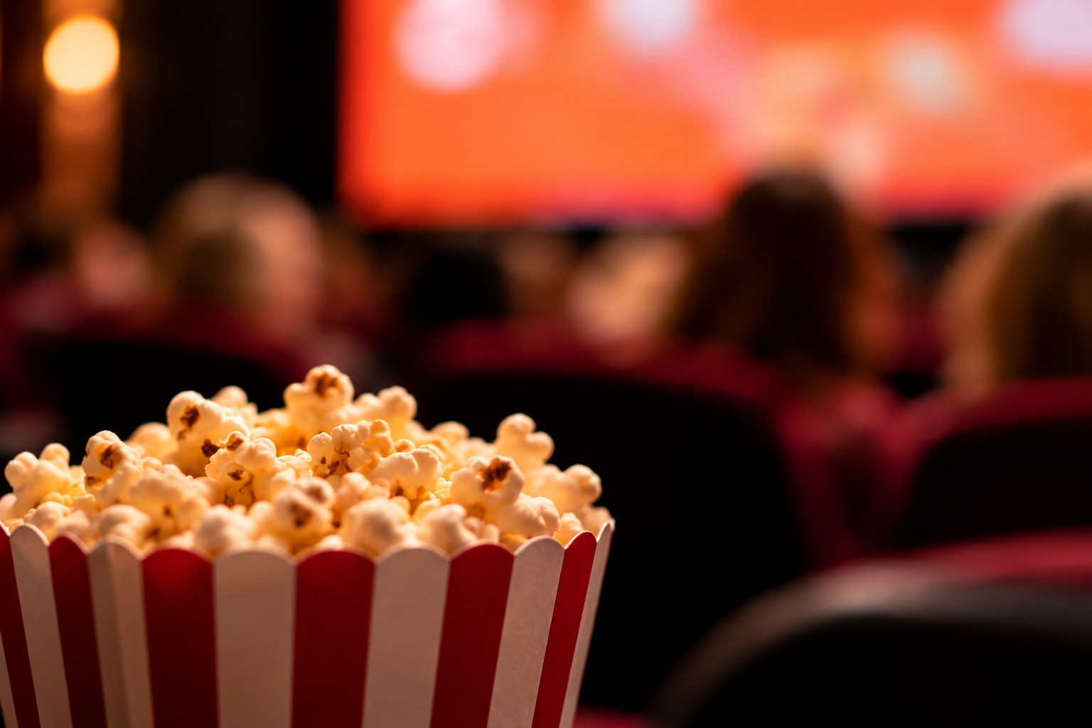 Popcorn in a warmly lit cinema ahead of a documentary screening about menopause